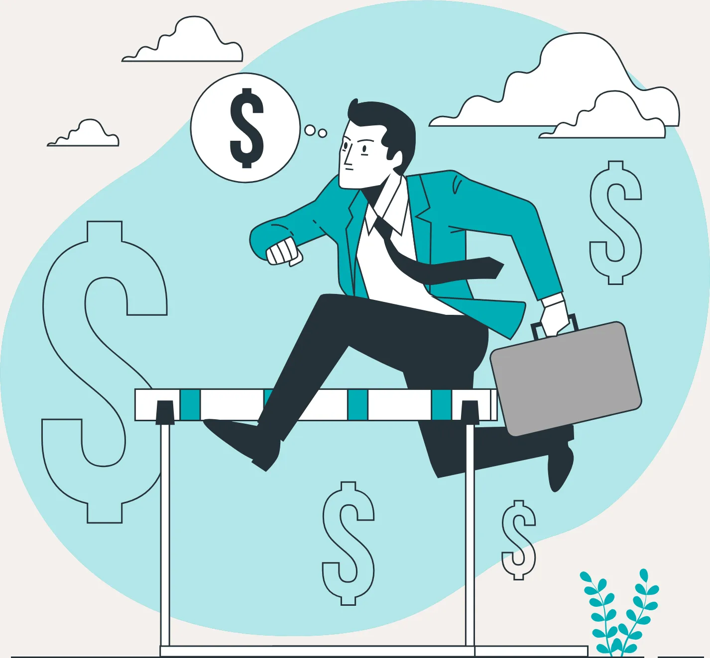 Illustration of a person clearing financial hurdles